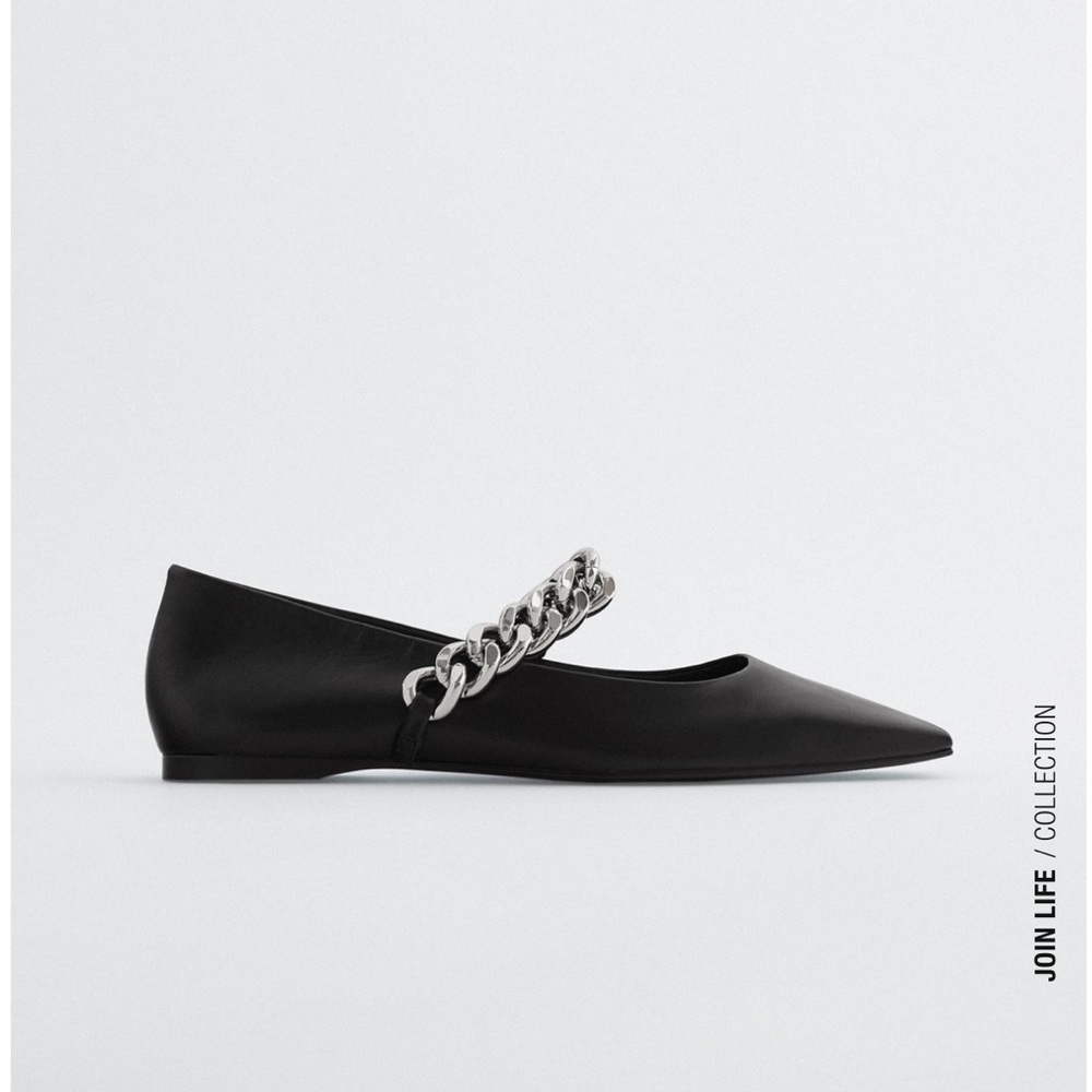 ZARA Leather Chain Flats